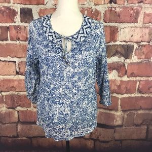 Lucky Brand Peasant Embroidered Top NWT